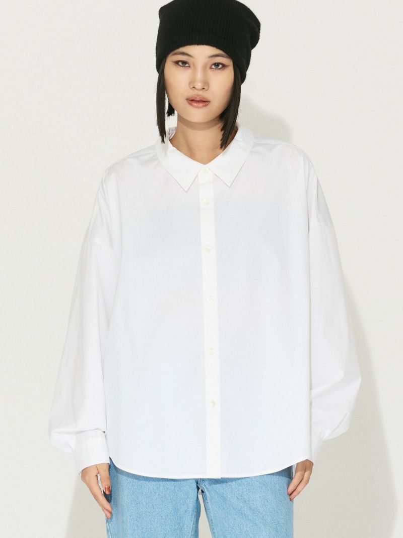 MIDIUMISOLID for Ladies ドロップショルダーワイドシャツ