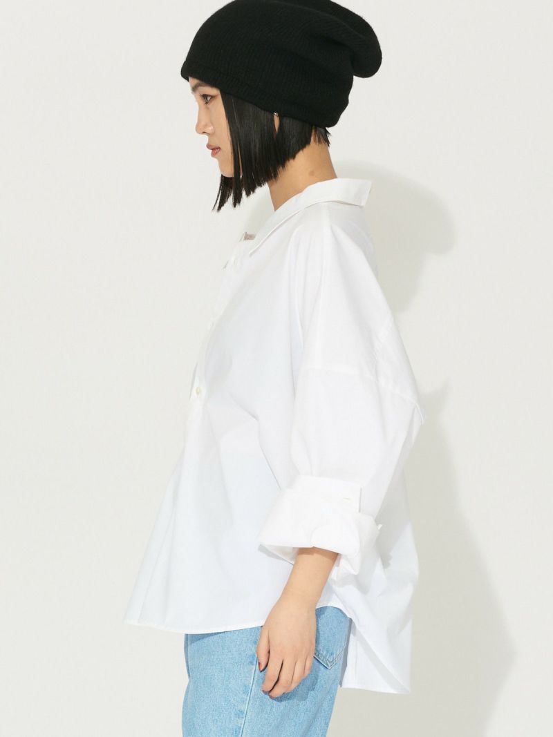 美品 オーバーコート ドロップド ショルダートップ シャツカラー アイボリー 2 ドロップショルダービッグプルオーバー 裏毛 プルオーバー[品番