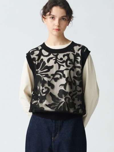 mizuiro ind クロシェットネット刺繍ベスト