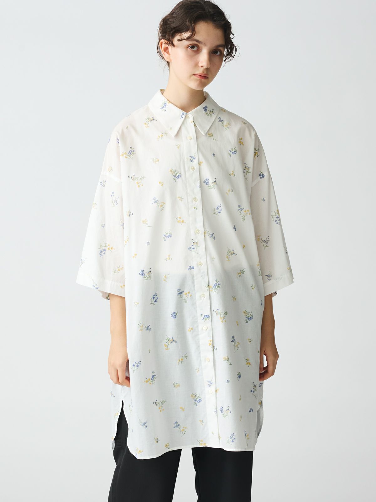 mizuiro ind スモールフラワープリントシャツワンピース｜ MARcourt  