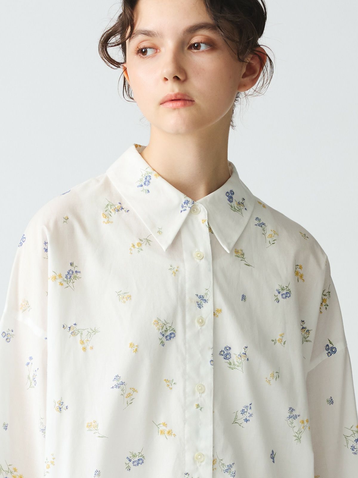 mizuiro ind スモールフラワープリントシャツワンピース｜ MARcourt 