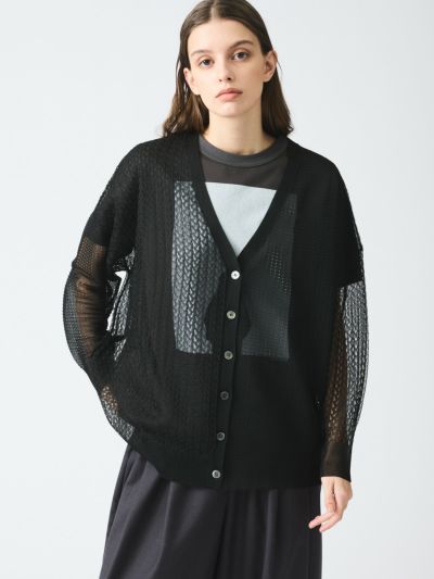 mizuiro ind パターン編みVネックカーディガン