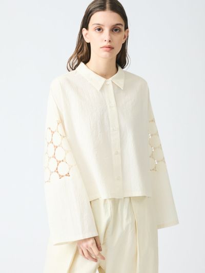 mizuiro ind レースミックスボックスシャツ