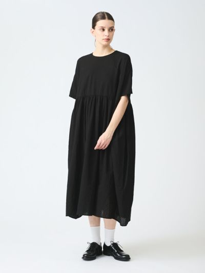 mizuiro ind カットジャガードクルーネックギャザーワンピース