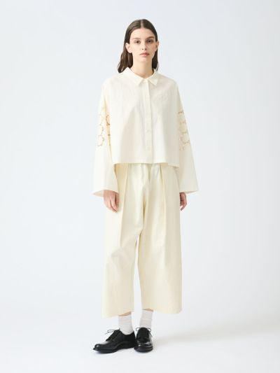 mizuiro ind コットンリネンハイウエストタックワイドパンツ