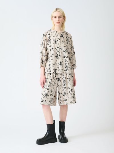 mizuiro ind レーヨンリネンプリントショートパンツ