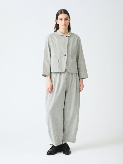 mizuiro ind ヒッコリーワイドテーパードパンツ