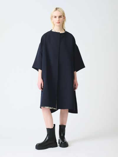 mizuiro ind ノーカラーハーフスリーブコート