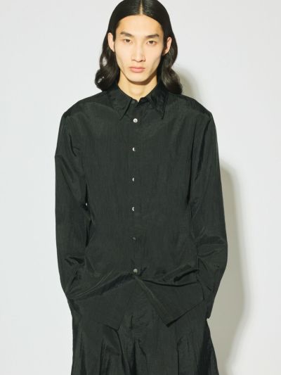 MIDIUMISOLID Men’s フライフロントナイロンシャツ
