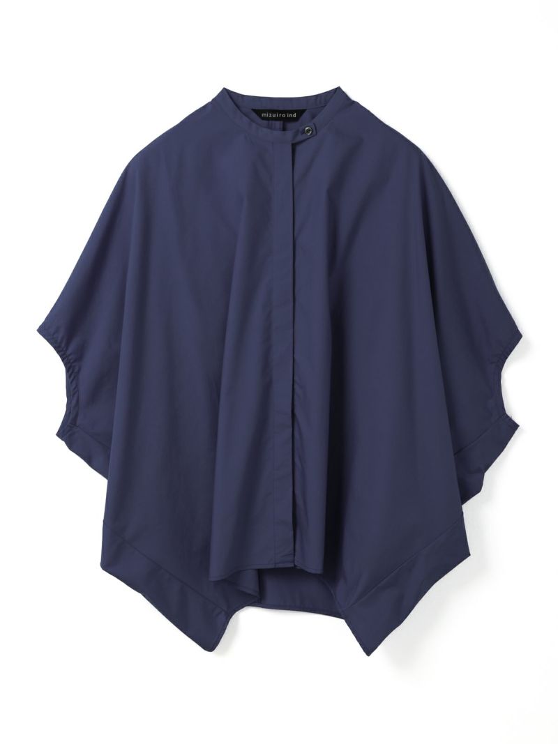 極美品】mizuiro ind ☆R/Tスタンドカラーシャツ紺色/匿名配送