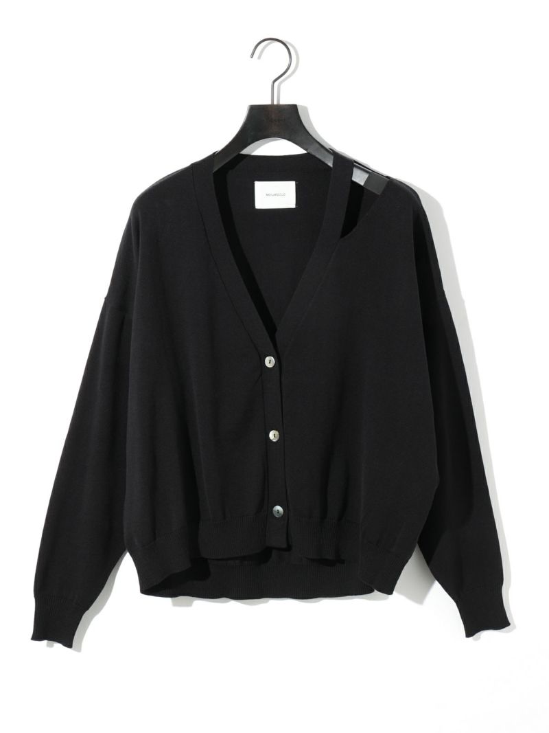 MIDIUMISOLID / ミディウミソリッド MIDIUMISOLID for Ladies カットアウトネックワイドカーディガン MIDIUMISOLID for Ladies カットアウトネックワイドカーディガン