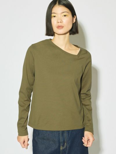 MIDIUMISOLID for Ladies アシンメトリーネックプルオーバー