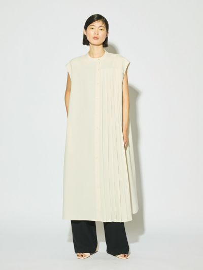 MIDIUMISOLID for Ladies アシンメトリープリーツノースリーブワンピース
