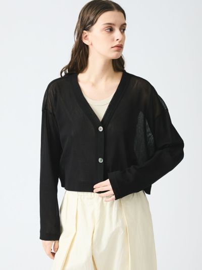 mizuiro ind メッシュVネックショートカーディガン