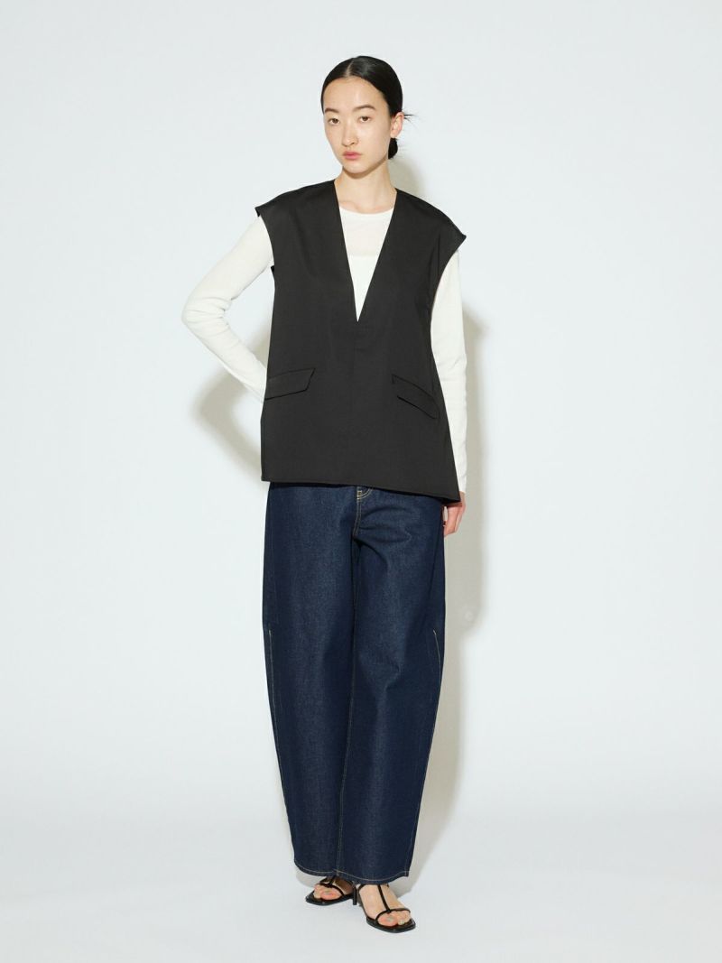 MIDIUMISOLID for Ladies Vネックノースリーブプルオーバー