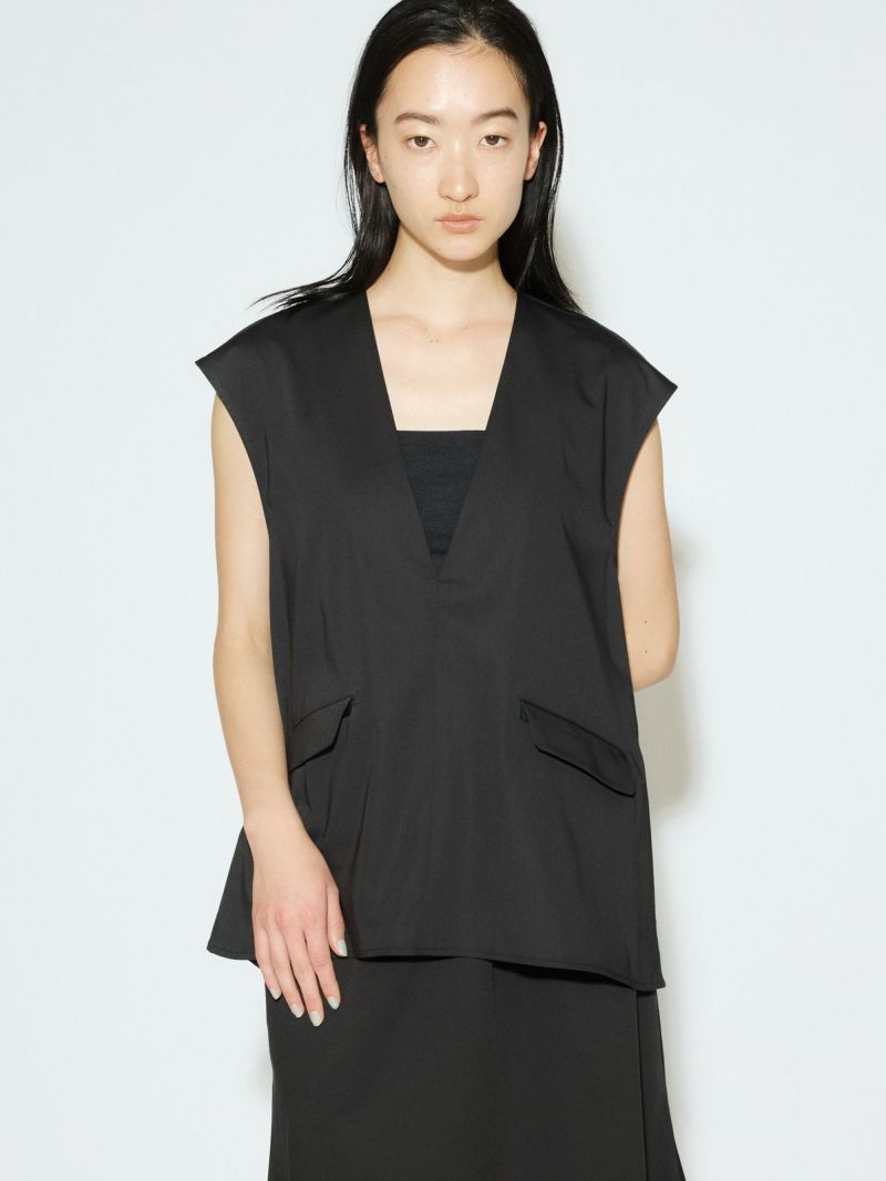 MIDIUMISOLID for Ladies Vネックノースリーブプルオーバー