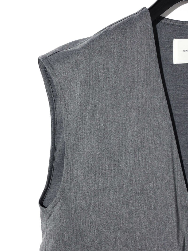 MIDIUMISOLID for Ladies Vネックノースリーブプルオーバー