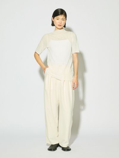 MIDIUMISOLID for Ladies タックワイドテーパードパンツ