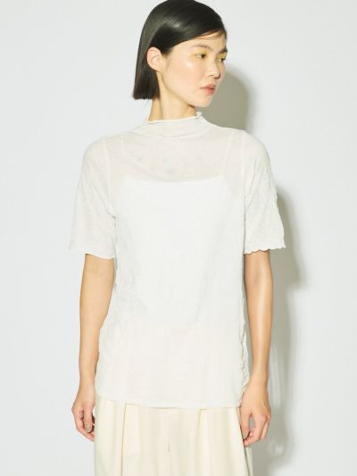 MIDIUMISOLID for Ladies シースルーハイネックハーフスリーブインナー
