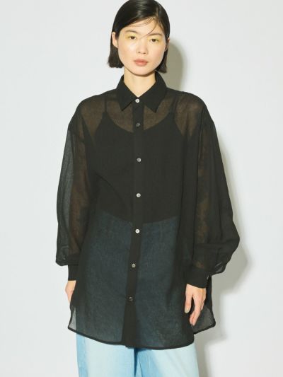 MIDIUMISOLID for Ladies シアーロングスリーブシャツ