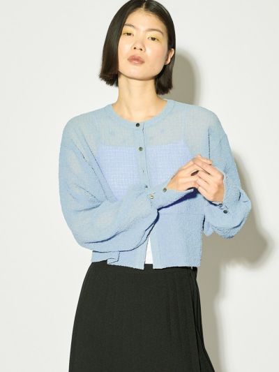 MIDIUMISOLID for Ladies シアークルーネックショートカーディガン