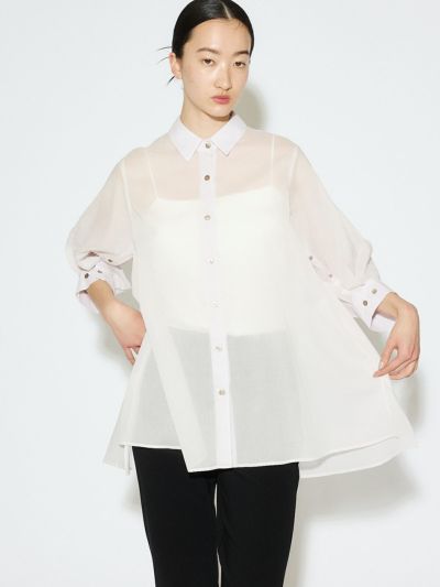 MIDIUMISOLID for Ladies シアースリットスリーブチュニックシャツ