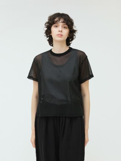 mizuiro ind メッシュドットクルーネックT
