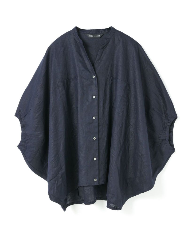 mizuiro ind リネンスタンドカラーコクーンシャツ｜ MARcourt