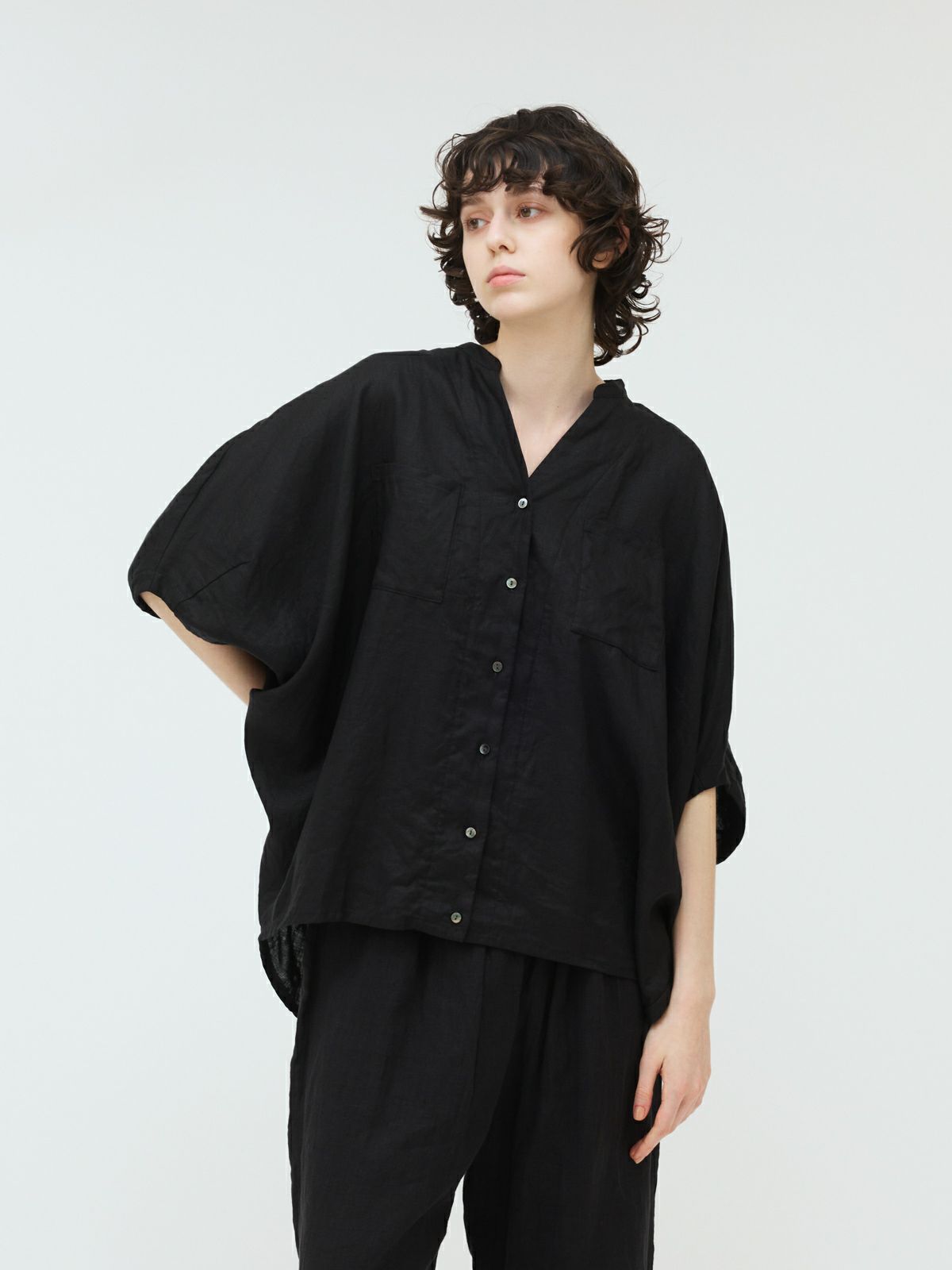 mizuiro ind リネンスタンドカラーコクーンシャツ｜ MARcourt ONLINE 