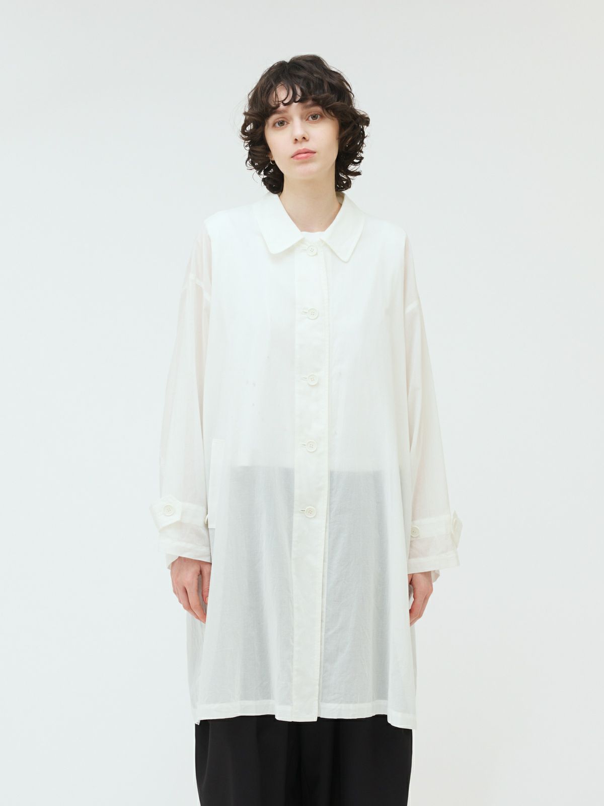 sheer soutien collar long shirt