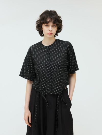 mizuiro ind ドットドローストリングシャツ