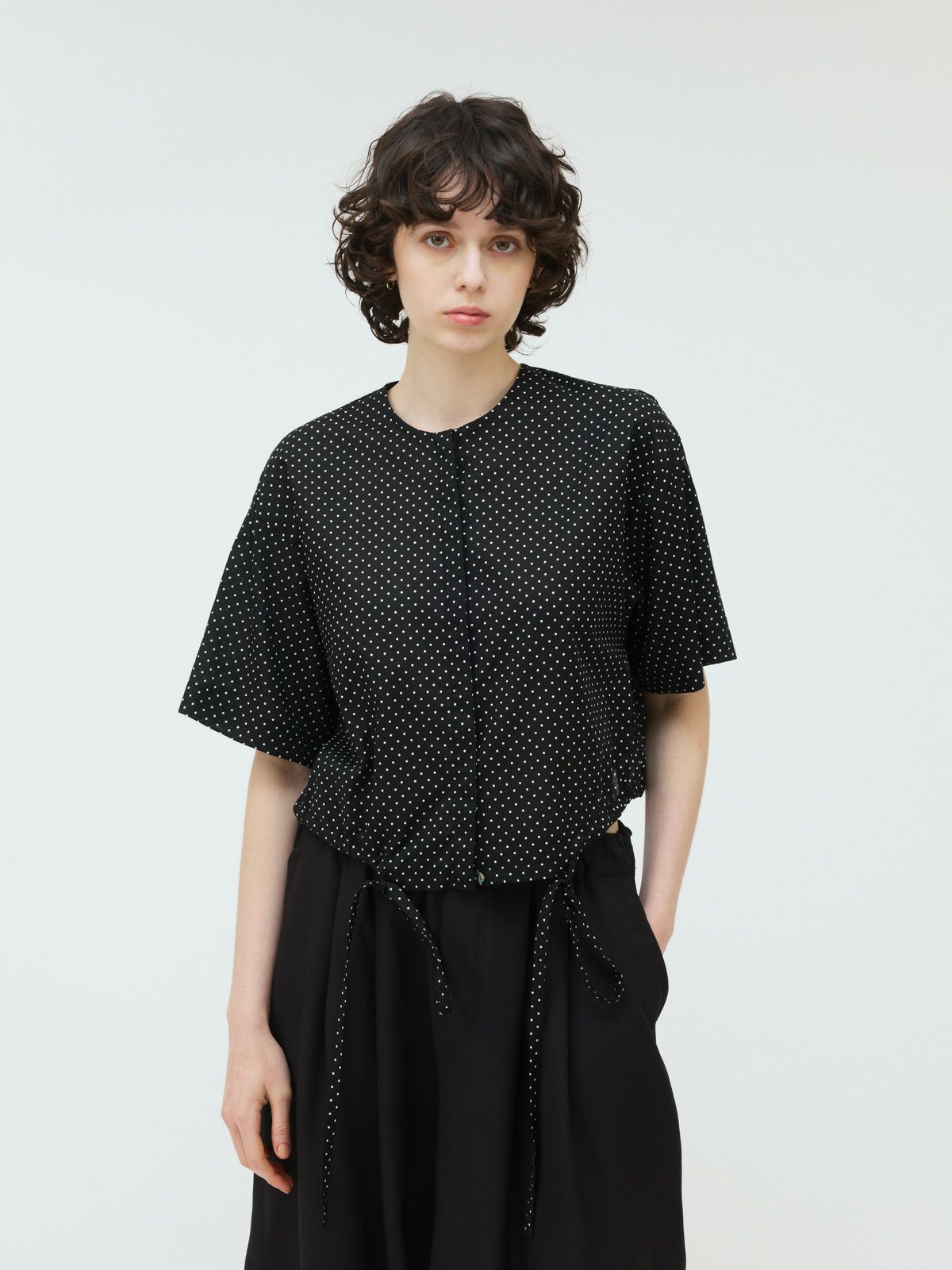 dots drawstring shirt