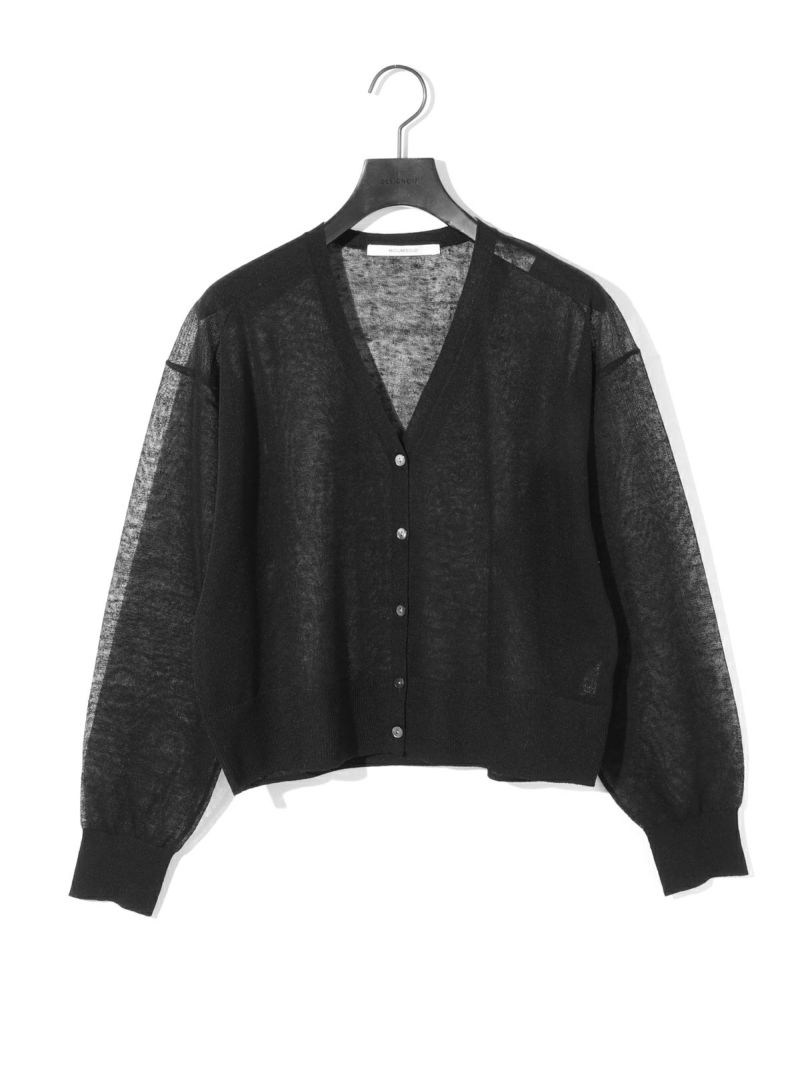 MIDIUMISOLID for Ladies シアーVネックショートカーディガン