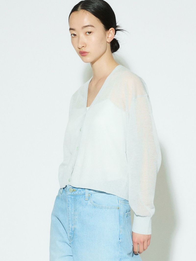 MIDIUMISOLID for Ladies シアーVネックショートカーディガン