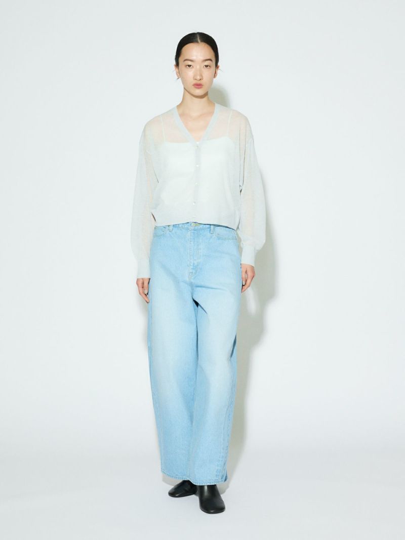 MIDIUMISOLID for Ladies シアーVネックショートカーディガン