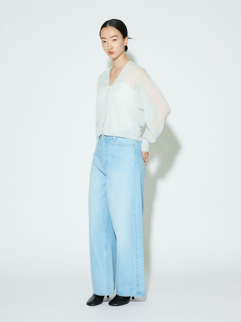 MIDIUMISOLID for Ladies シアーVネックショートカーディガン