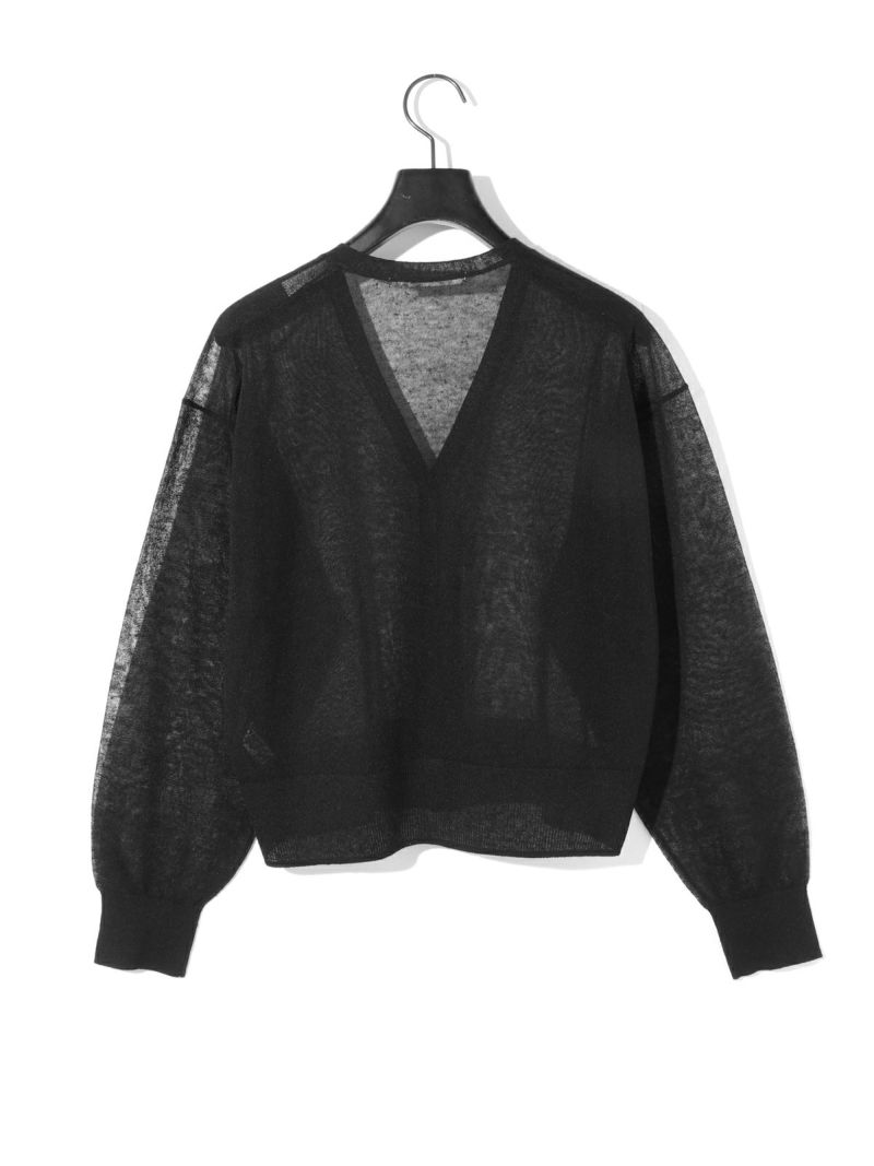 MIDIUMISOLID for Ladies シアーVネックショートカーディガン