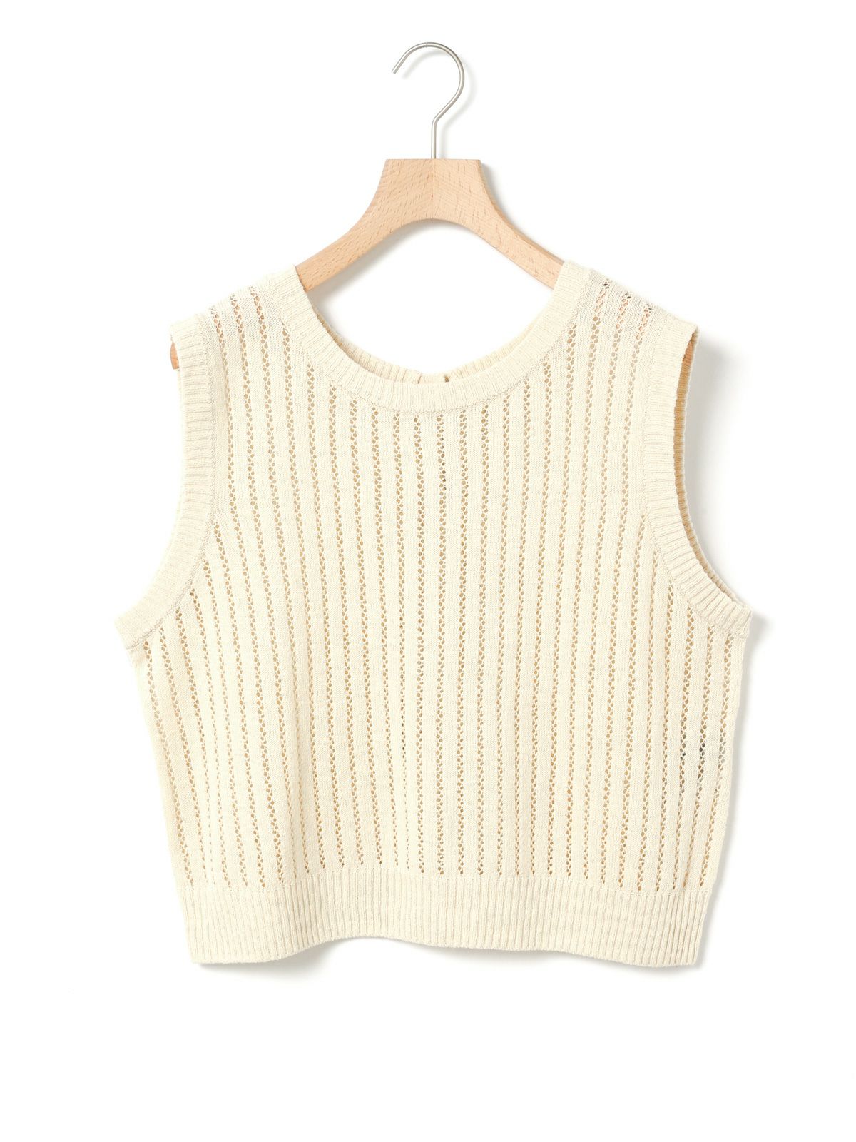 MidiUmi 柄編み2WAYベスト コーディネート1