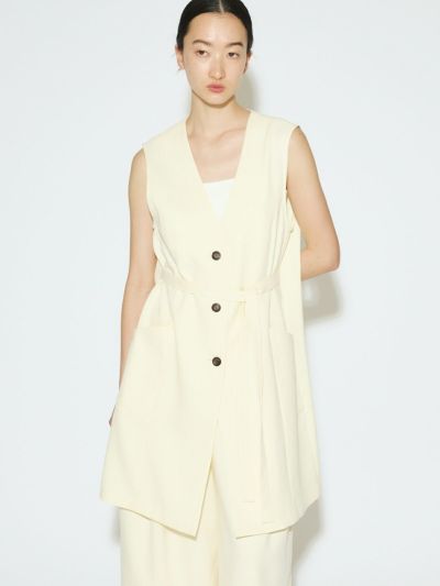 MIDIUMISOLID for Ladies Aラインノーカラーロングジレ