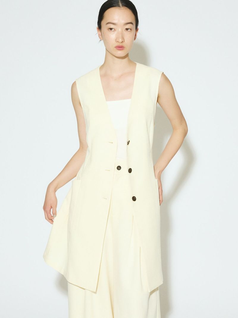 【お年玉セール特価】 MIDIUMISOLID for Aラインノーカラーロングジレ Ladies トップス