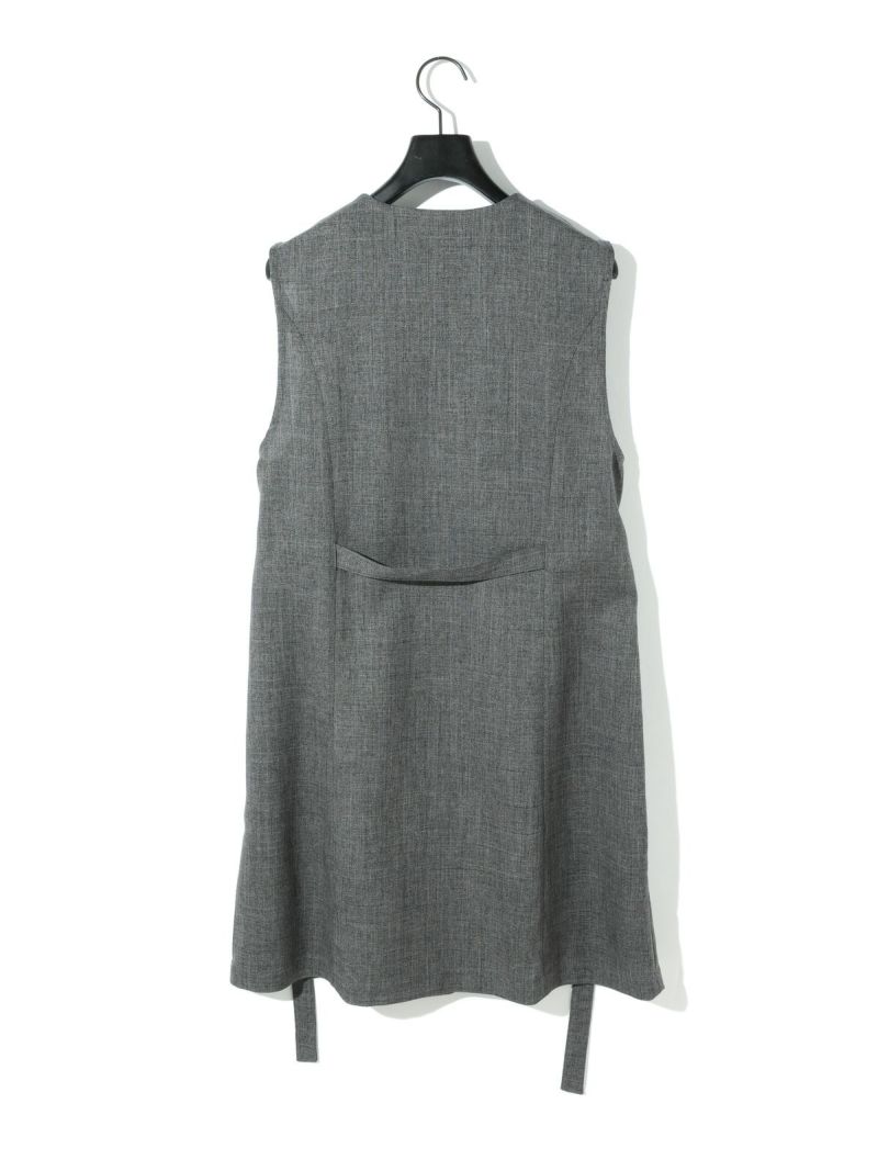 MIDIUMISOLID for Ladies Aラインノーカラーロングジレ