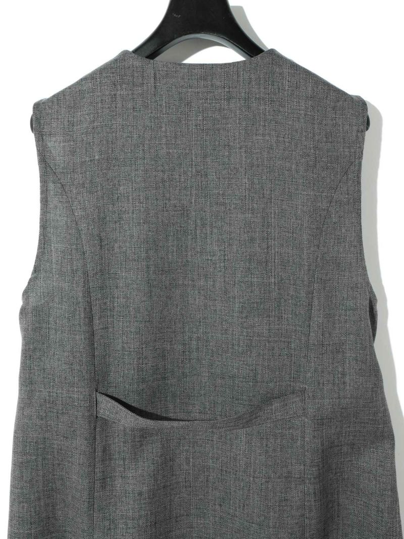 MIDIUMISOLID for Ladies Aラインノーカラーロングジレ