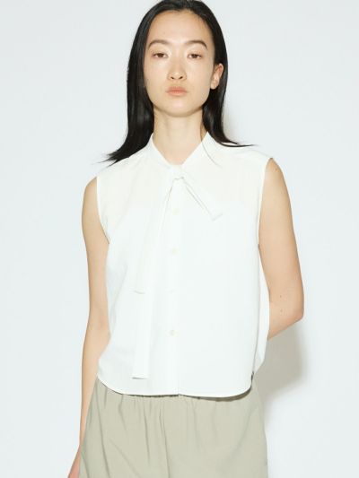MIDIUMISOLID for Ladies ノースリーブタイカラーブラウス