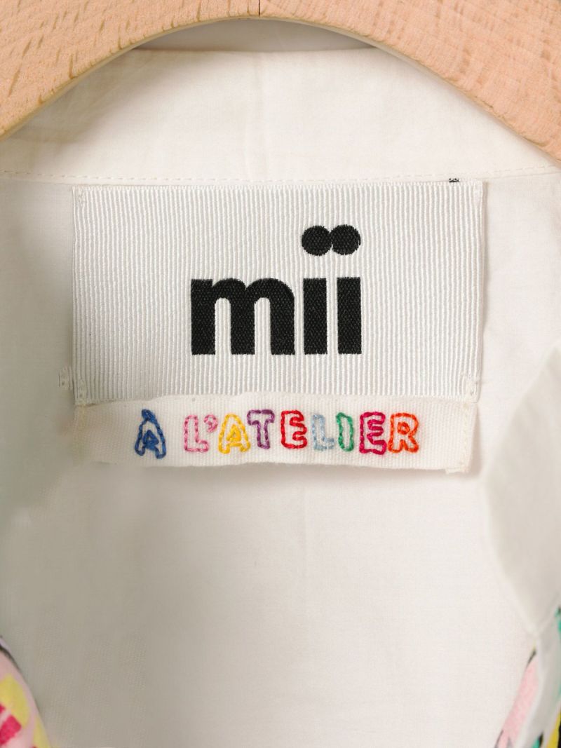 MII COLLECTION mii プリント&刺繍フレンチスリーブブラウス