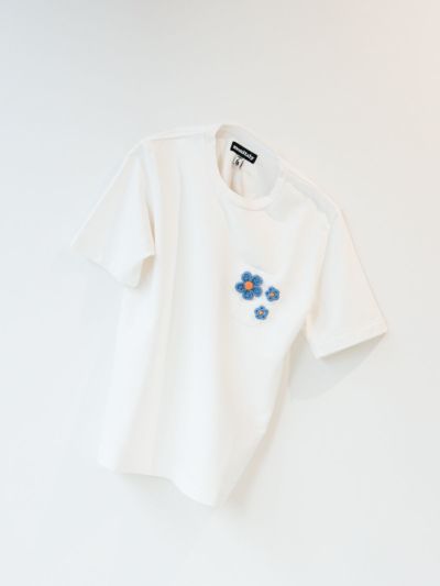 MONITALY かぎ針編み花モチーフTシャツ Crochet Flower Tee