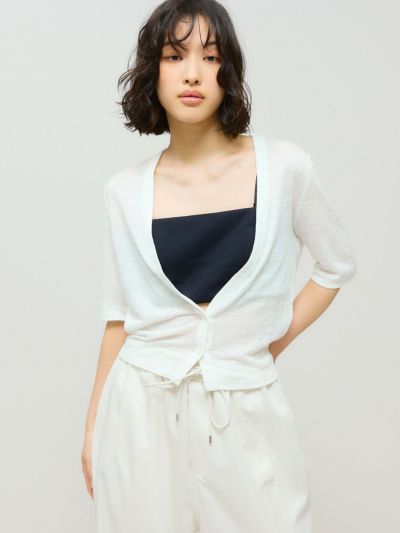 MIDIUMISOLID for Ladies ハーフスリーブコンパクトカーディガン