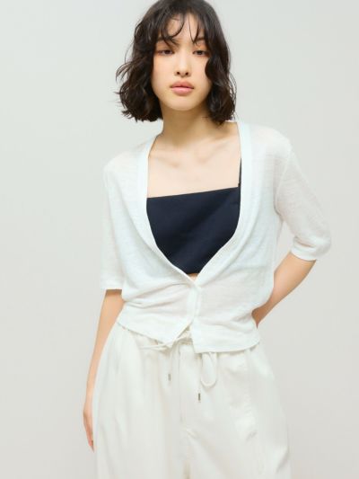 MIDIUMISOLID for Ladies ハーフスリーブコンパクトカーディガン
