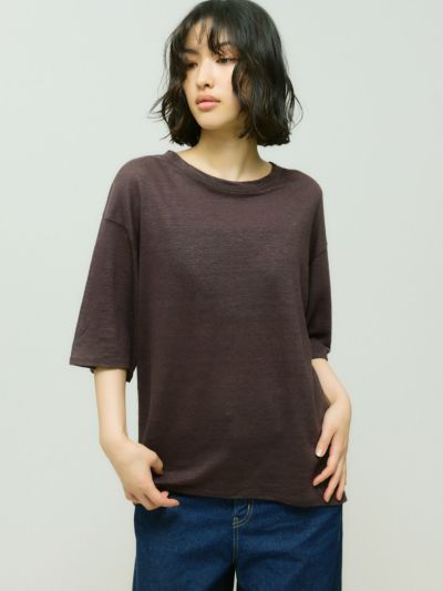 MIDIUMISOLID for Ladies ハーフスリーブリネンワイドプルオーバー