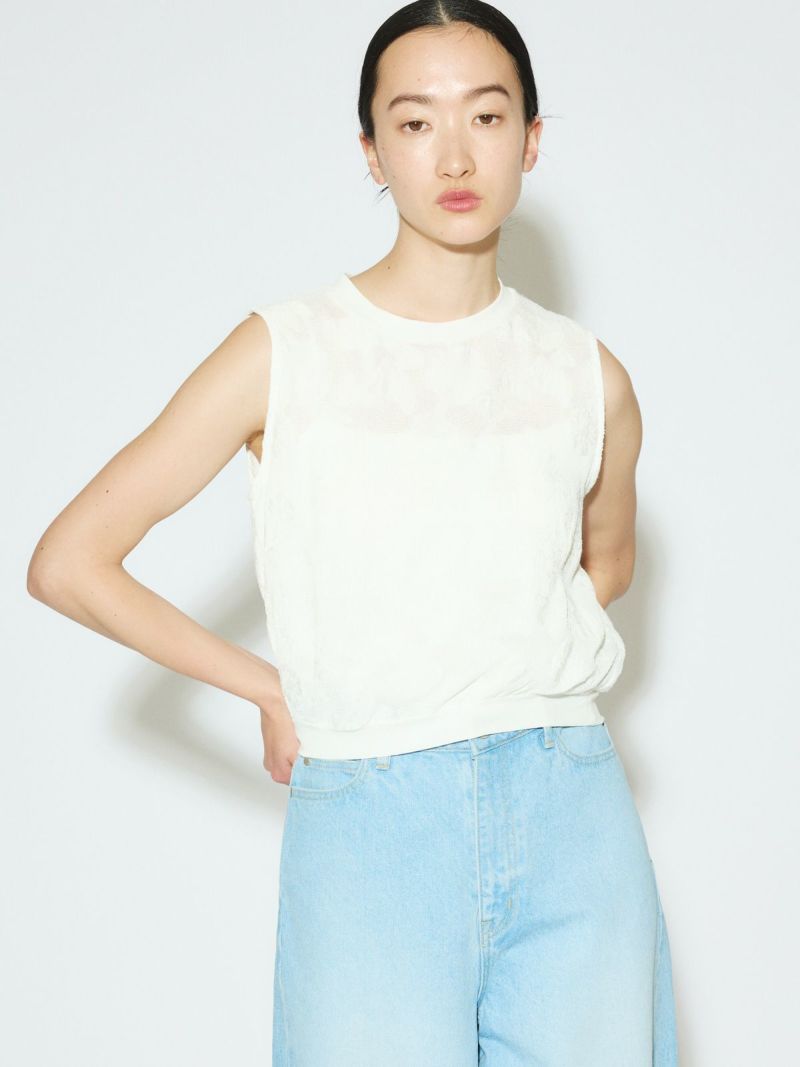 MIDIUMISOLID for Ladies ノースリーブカットジャガードレース