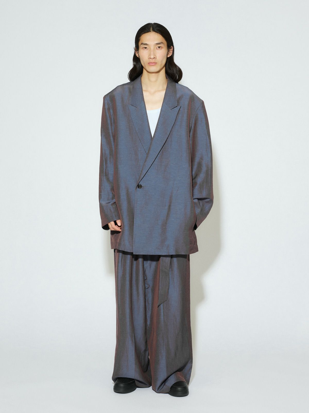 belted wide slacks